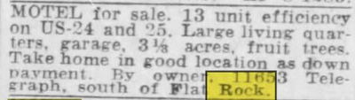 Swan Creek Motel - Mar 1958 For Sale